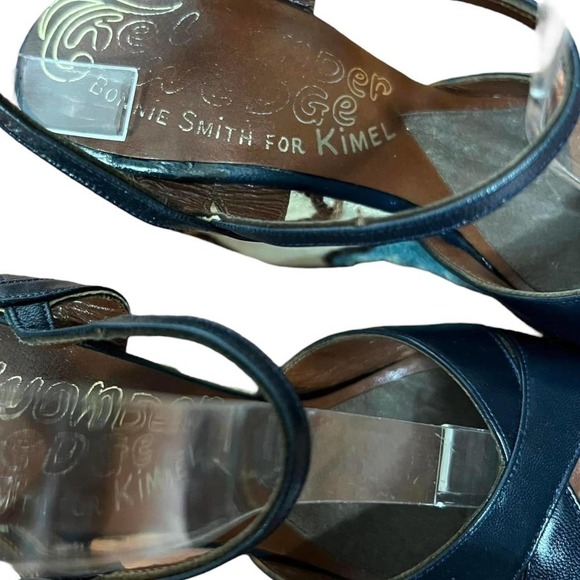 BONNIE smith for kimmel "The wonder wedge" vintage leather & floral needlework - Picture 6 of 10